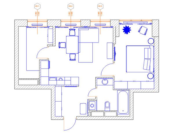 Фотография: Планировки в стиле , Современный, Квартира, Проект недели, Новая Москва, 2 комнаты, 40-60 метров, Татьяна Домарацкая – фото на INMYROOM