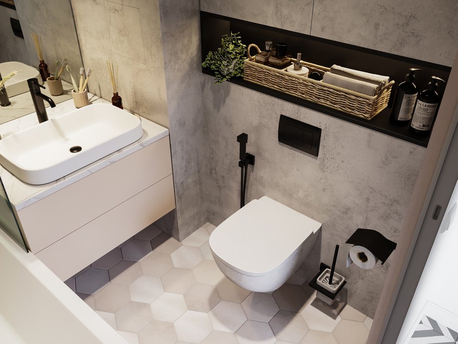 Фотография: Ванная в стиле Современный, Малогабаритная квартира, Квартира, Проект дня, Москва, Монолитный дом, 1 комната, до 40 метров, 40-60 метров, Яна Грошева, ПРЕМИЯ INMYROOM – фото на INMYROOM