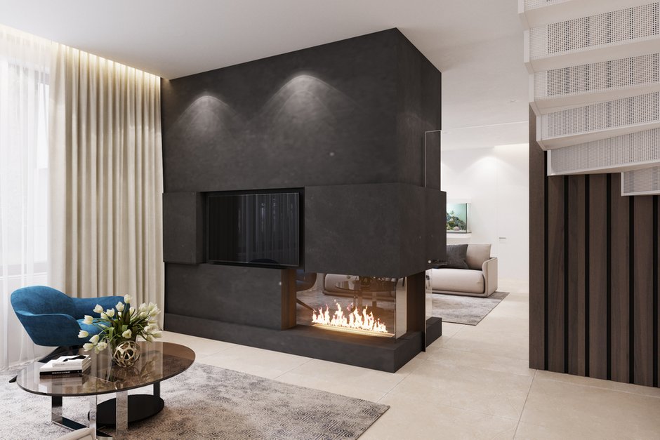 Фотография: Гостиная в стиле Современный, Дом, Проект недели, Подмосковье, Дом и дача, Более 90 метров, Архитектурное бюро Шамсудина Керимова – фото на INMYROOM