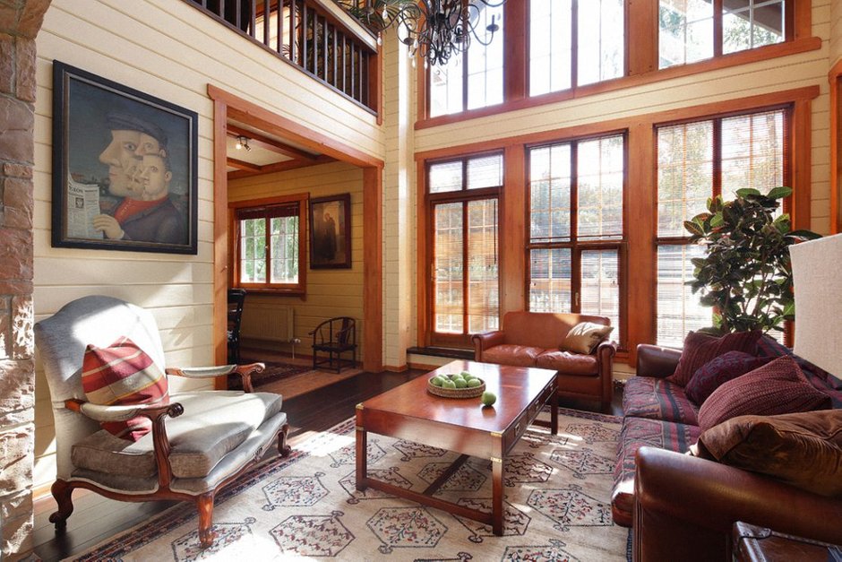 Фотография: Гостиная в стиле Прованс и Кантри, Дом, Проект недели, Дом и дача, Московская область, дом из бруса, Александр Петунин, Палекс-строй – фото на INMYROOM