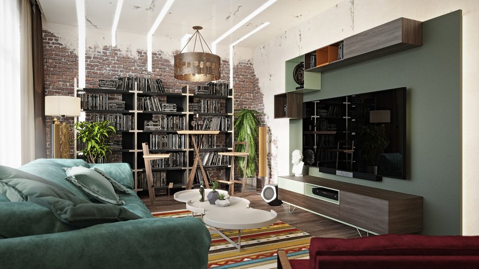 Фотография: Гостиная в стиле Лофт, Эклектика, Проект недели, Подмосковье, Таунхаус, Дарья Василькова – фото на INMYROOM