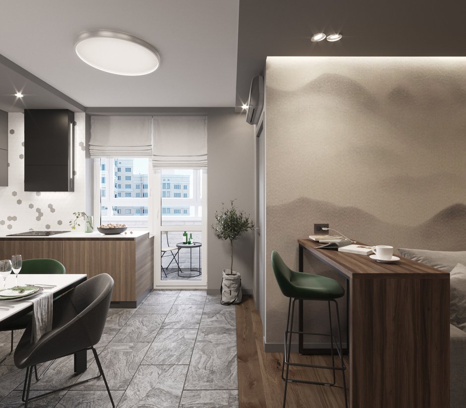 Фотография: Кухня и столовая в стиле Современный, Квартира, Проект недели, Санкт-Петербург, Виктория Малышева, VMGroup, 2 комнаты, 40-60 метров, Монолитно-кирпичный, ЖК Самоцветы – фото на INMYROOM