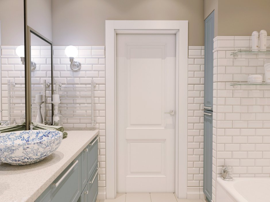 Фотография: Ванная в стиле Классический, Современный, Квартира, Проект недели, Красногорск, Московская область, Яна Волкова, Юрий Волков, Студия Волковых, новостройка, Монолитный дом, 3 комнаты, Более 90 метров – фото на INMYROOM