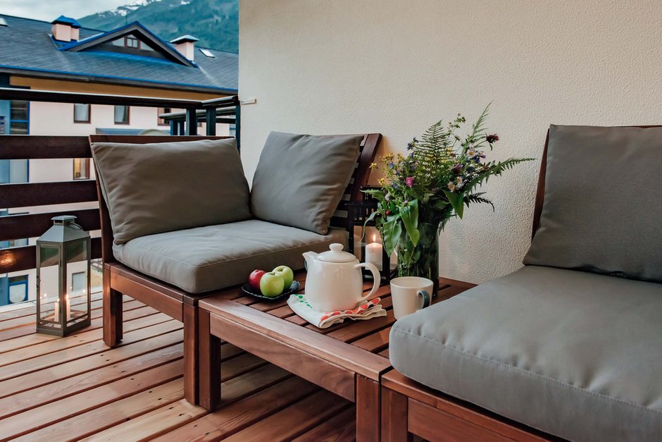 Фотография: Балкон в стиле Современный, Прованс и Кантри, Квартира, Проект недели, Сочи, 2 комнаты, 40-60 метров, Монолитно-кирпичный, Красная Поляна, Максим Нода, Номакс, ЖК «Катерина Альпик» – фото на INMYROOM