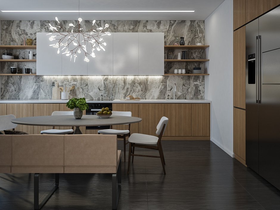 Фотография: Кухня и столовая в стиле Современный, Квартира, Минимализм, Проект недели, Москва, 3 комнаты, Более 90 метров, «Точка дизайна», Екатерина Уразова – фото на INMYROOM