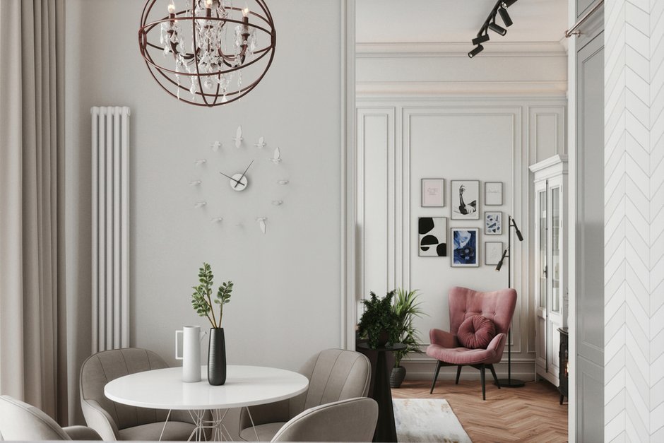 Фотография: Кухня и столовая в стиле Классический, Современный, Эклектика, Квартира, Проект недели, Одинцово, Монолитный дом, 2 комнаты, 40-60 метров, Andrei Lobin Design Buro, Андрей Лобин – фото на INMYROOM