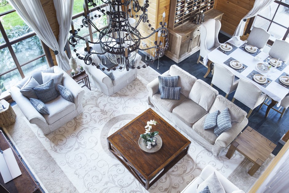 Фотография: Гостиная в стиле Прованс и Кантри, Эклектика, Дом, Проект недели, Московская область, деревянный дом, Нахабино, Decor&Design – фото на INMYROOM