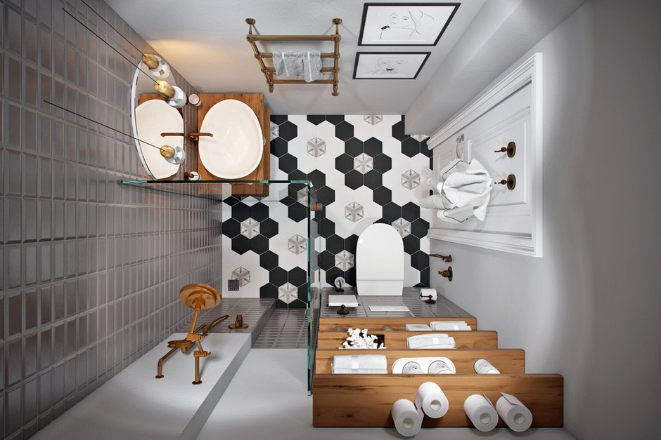 Фотография: Ванная в стиле Скандинавский, Современный, Квартира, Проект недели, Москва, Дарья Ельникова, Монолитный дом, 2 комнаты, 40-60 метров – фото на INMYROOM