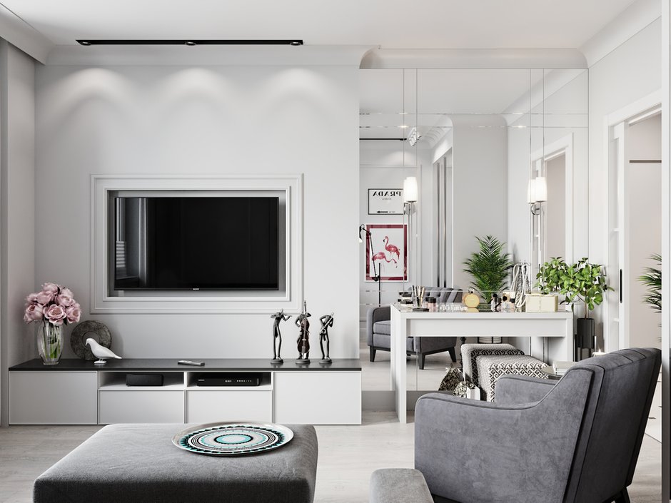 Фотография: Гостиная в стиле Современный, Квартира, Проект недели, Даша Ухлинова, Зеленоград, ГМС-1, 2 комнаты, 40-60 метров – фото на INMYROOM