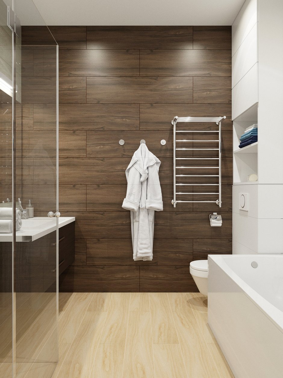 Фотография: Ванная в стиле Современный, Квартира, Проект недели, Москва, Монолитный дом, 2 комнаты, 60-90 метров, Анна Русскина, ЖК  «Белый парк-2» – фото на INMYROOM