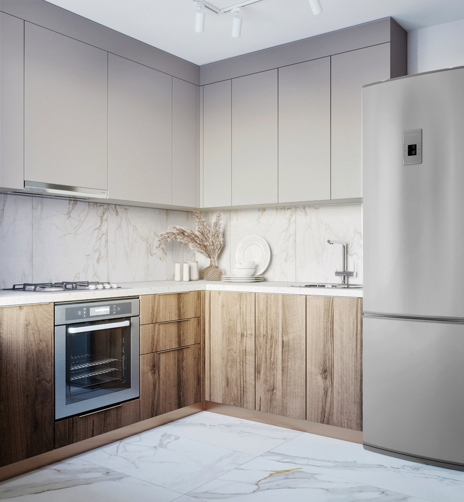 Газовые трубы спрятали в короб и предусмотрели люк доступа.