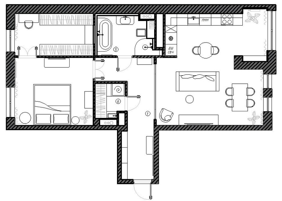 Фотография:  в стиле , Эклектика, Квартира, Проект дня, Беларусь, Минск, 2 комнаты, 60-90 метров, Анжелика Макаревич – фото на INMYROOM