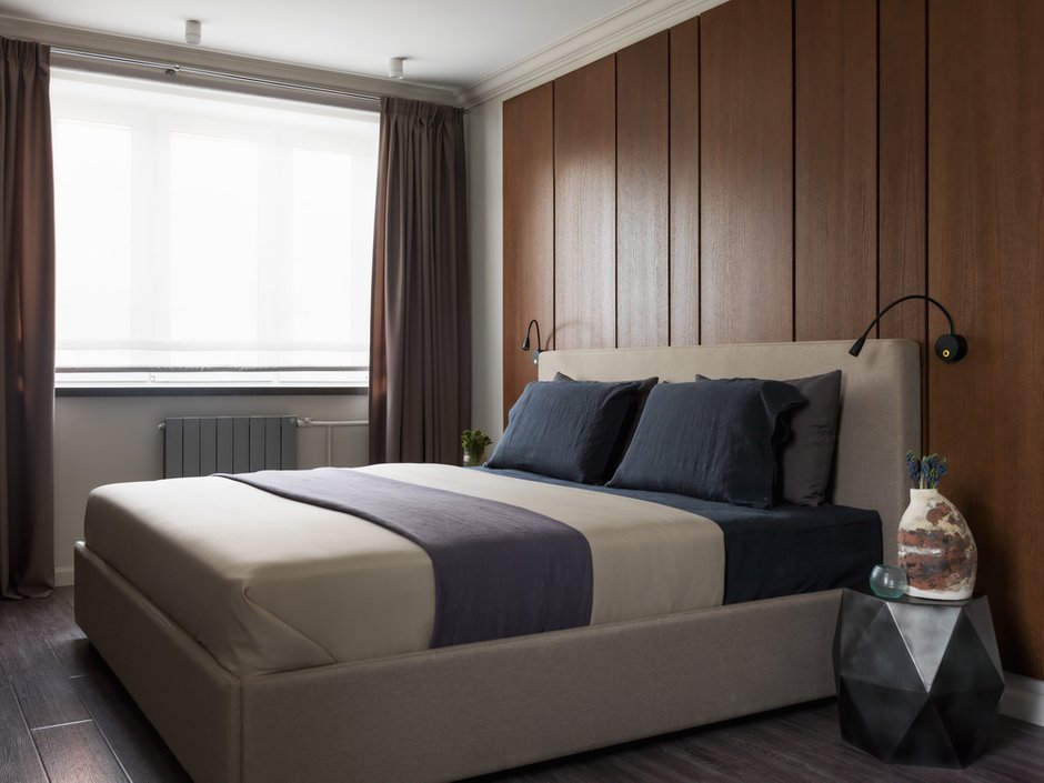 Фотография: Спальня в стиле Современный, Квартира, Проект недели, Москва, 2 комнаты, 40-60 метров, 60-90 метров, Анна Чеверева – фото на INMYROOM