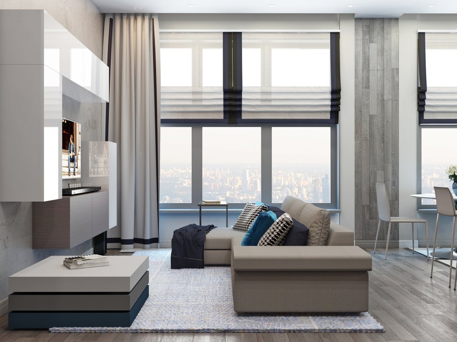 Фотография: Гостиная в стиле Современный, Квартира, Проект недели, Москва, 3 комнаты, 60-90 метров, Элина Мусина – фото на INMYROOM