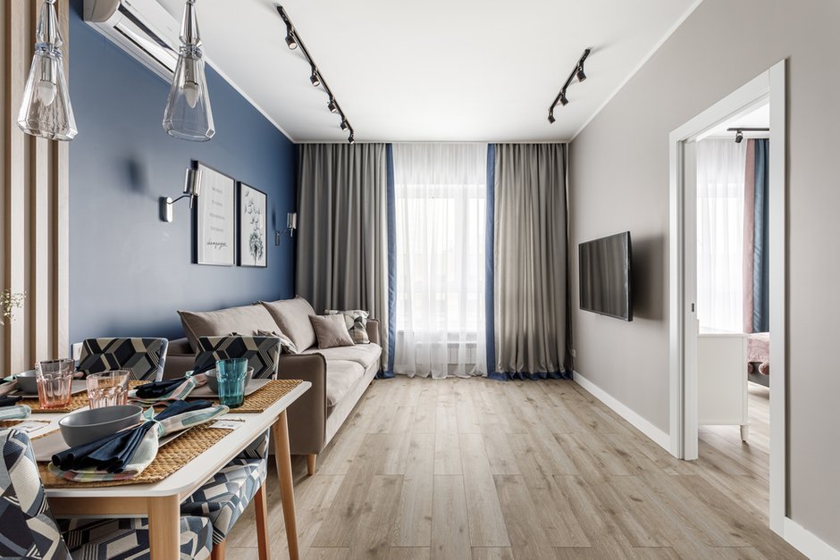 Фотография: Гостиная в стиле Современный, Скандинавский, Квартира, Проект недели, Москва, 2 комнаты, 40-60 метров, Ирина Долганова – фото на INMYROOM