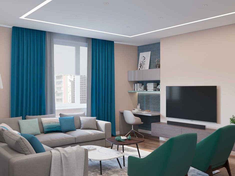 Фотография: Гостиная в стиле Современный, Квартира, Проект недели, Москва, Монолитный дом, 4 и больше, Более 90 метров, ЖК Ленинский – фото на INMYROOM