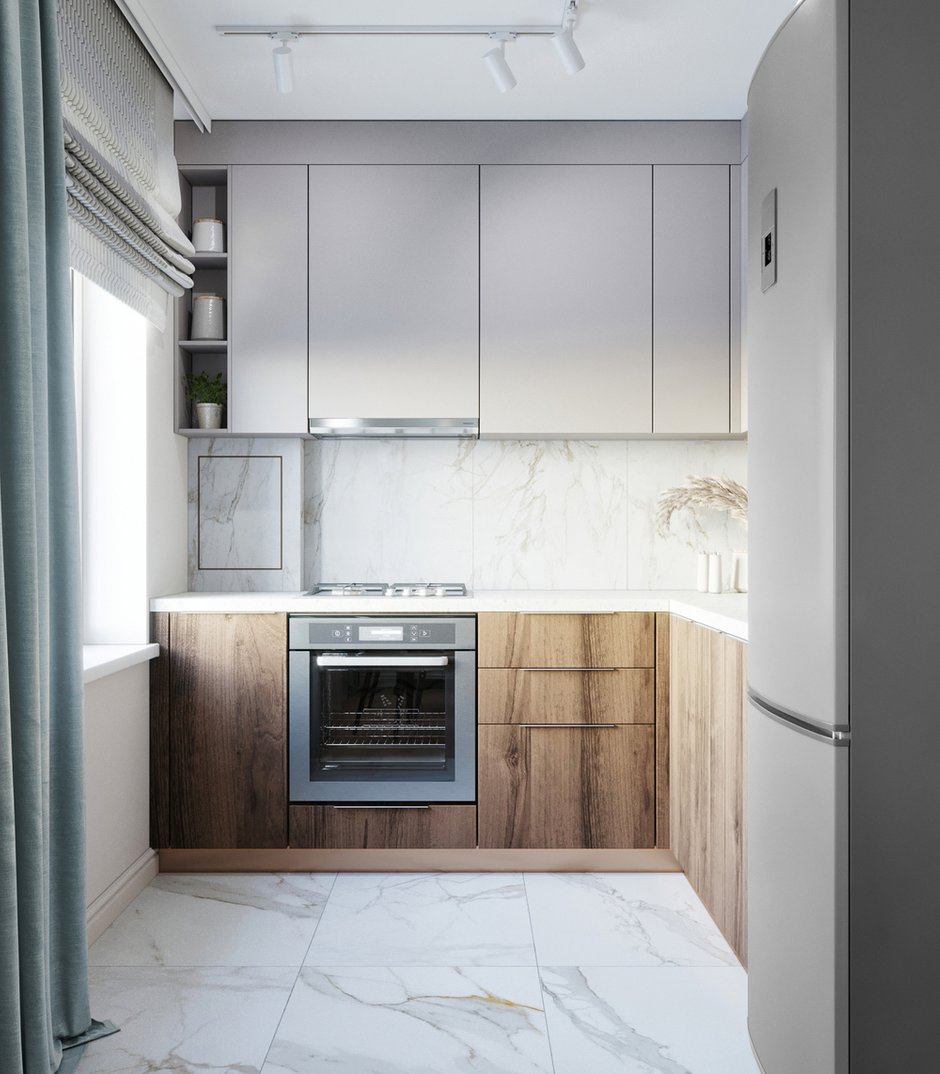 Фотография: Кухня и столовая в стиле Современный, Квартира, Проект недели, Москва, 3 комнаты, 40-60 метров, студия "Градиз" – фото на INMYROOM