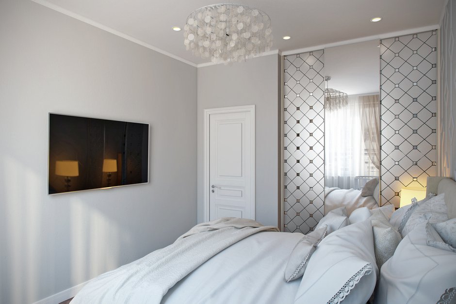 Фотография: Спальня в стиле Скандинавский, Современный, Квартира, Проект недели, Москва, Дарья Ельникова, Монолитный дом, 2 комнаты, 40-60 метров – фото на INMYROOM