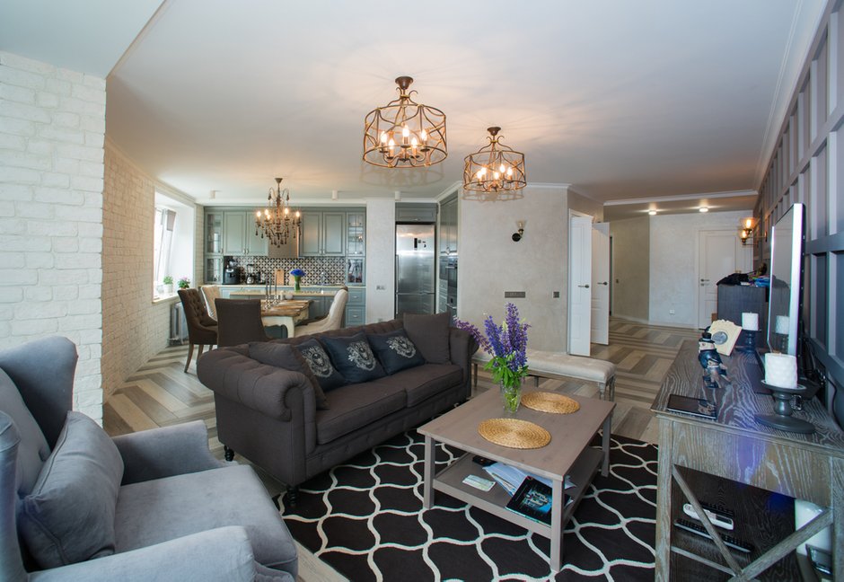 Фотография: Гостиная в стиле Прованс и Кантри, Современный, Квартира, Проект недели, Юлия Чернова, Смоленск, новостройка, Монолитный дом, 4 и больше, Более 90 метров – фото на INMYROOM