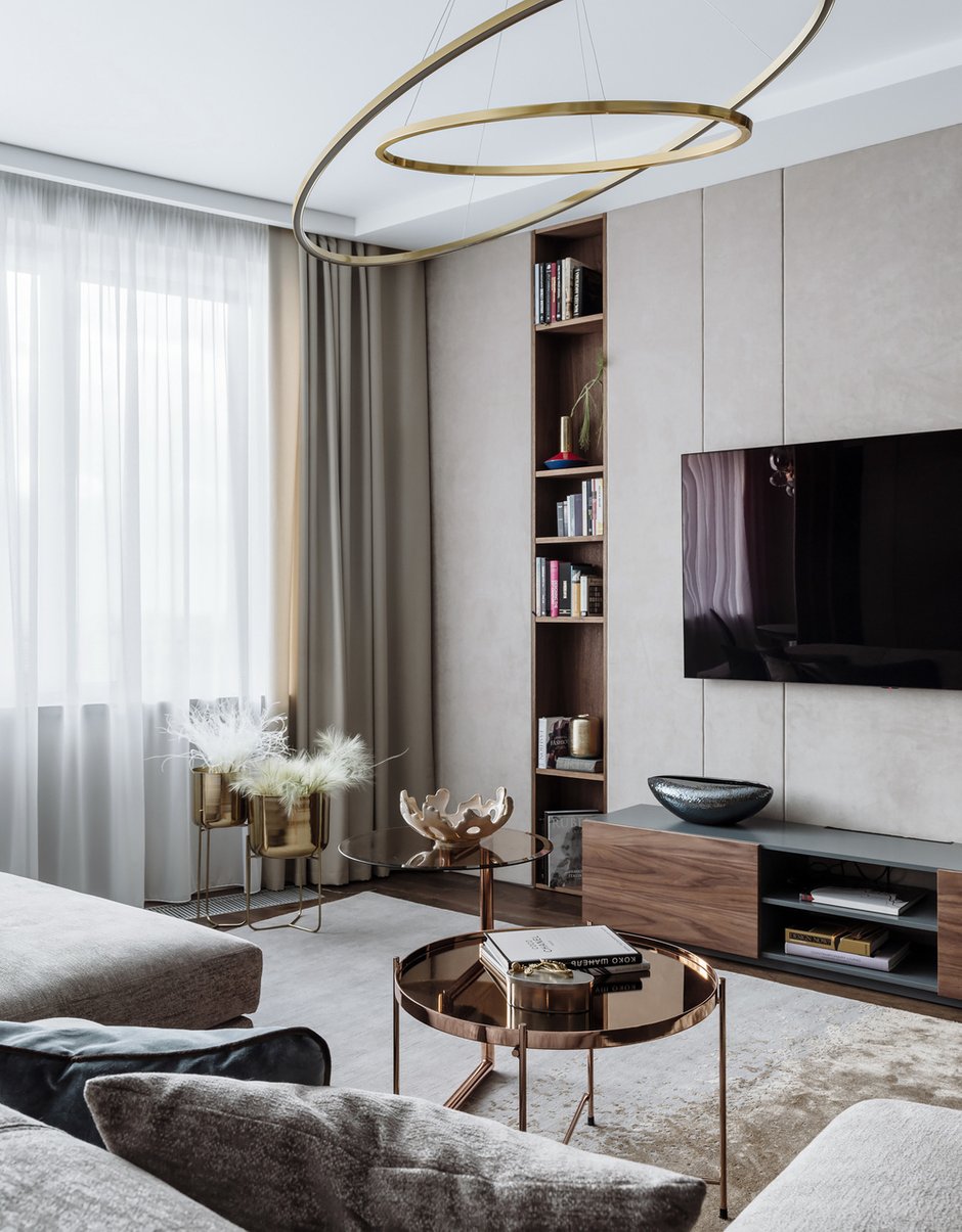 Фотография: Гостиная в стиле Современный, Квартира, Проект недели, Москва, 4 и больше, Более 90 метров, Нина Шуберт – фото на INMYROOM