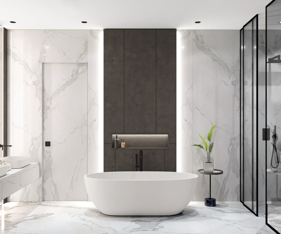 Фотография: Ванная в стиле Современный, Квартира, Miele, Проект недели, Москва, Quadro room, 4 и больше, Более 90 метров – фото на INMYROOM