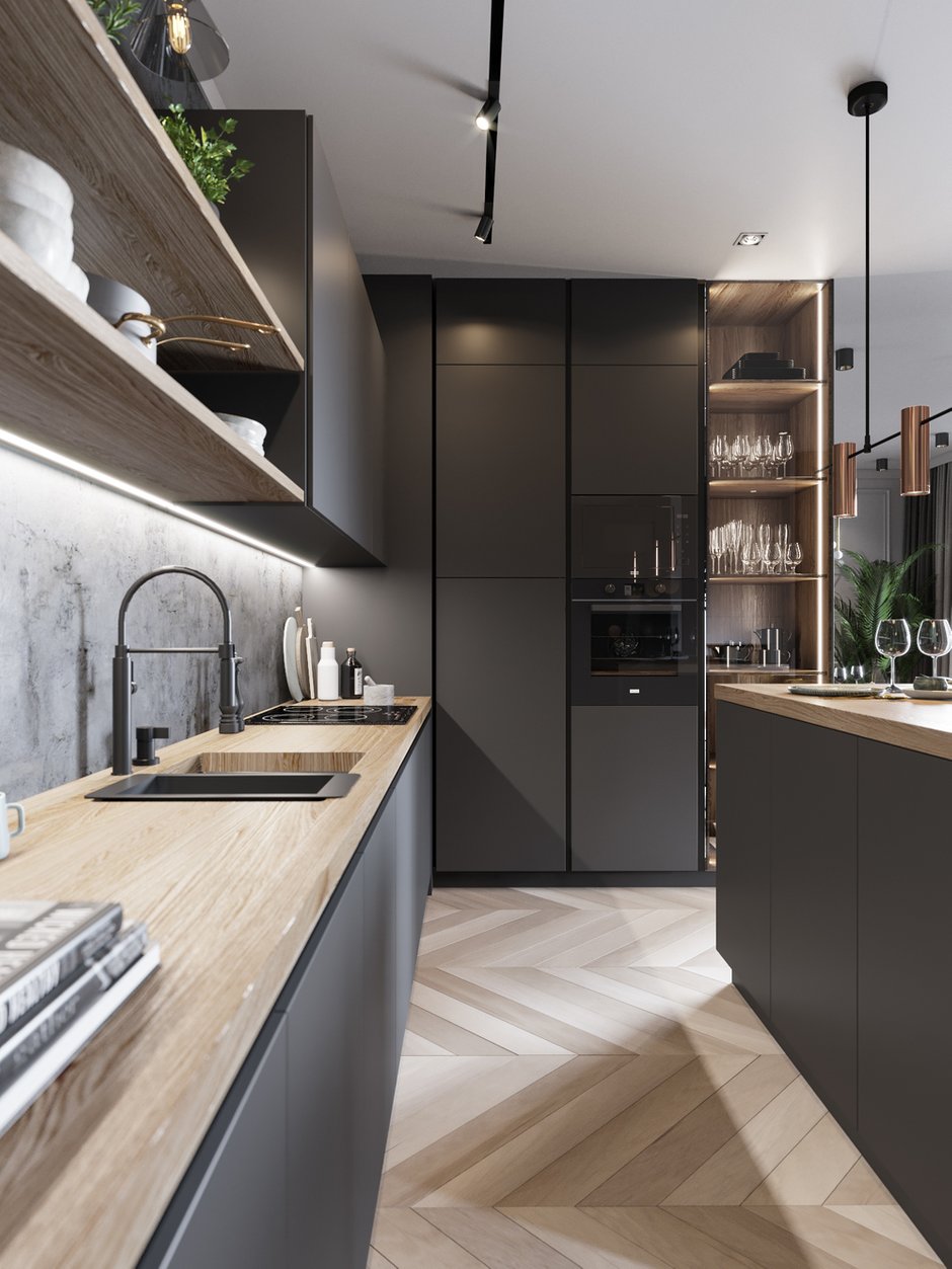 Фотография: Кухня и столовая в стиле Современный, Квартира, Проект недели, Санкт-Петербург, 4 и больше, Более 90 метров, Монолитно-кирпичный, Яна Грошева, Диана Бганова, ПРЕМИЯ INMYROOM – фото на INMYROOM