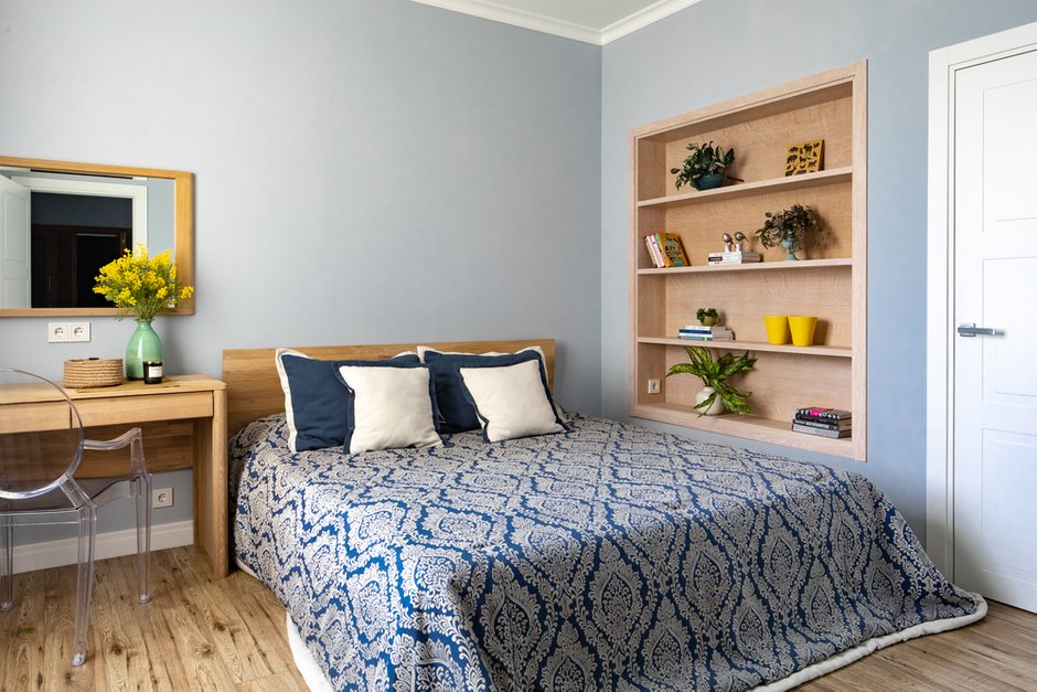 Фотография: Спальня в стиле Современный, Квартира, Проект недели, Москва, Монолитный дом, 4 и больше, Более 90 метров, Евгения Козюкова – фото на INMYROOM