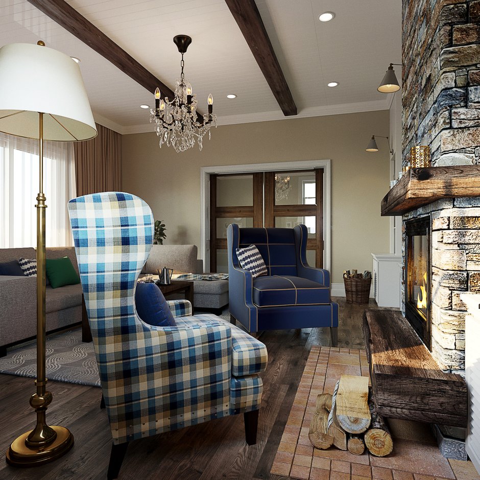 Фотография: Гостиная в стиле Прованс и Кантри, Дом, Проект недели, Дом и дача, Екатеринбург, Юлия Калеми, 4 и больше, Более 90 метров – фото на INMYROOM