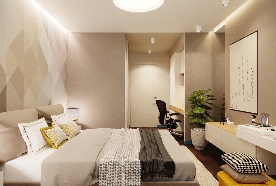 Фотография: Спальня в стиле Эко, Современный, Квартира, Проект недели, Москва, Панельный дом, 3 комнаты, 60-90 метров, Владислав Седов, LINES – фото на INMYROOM