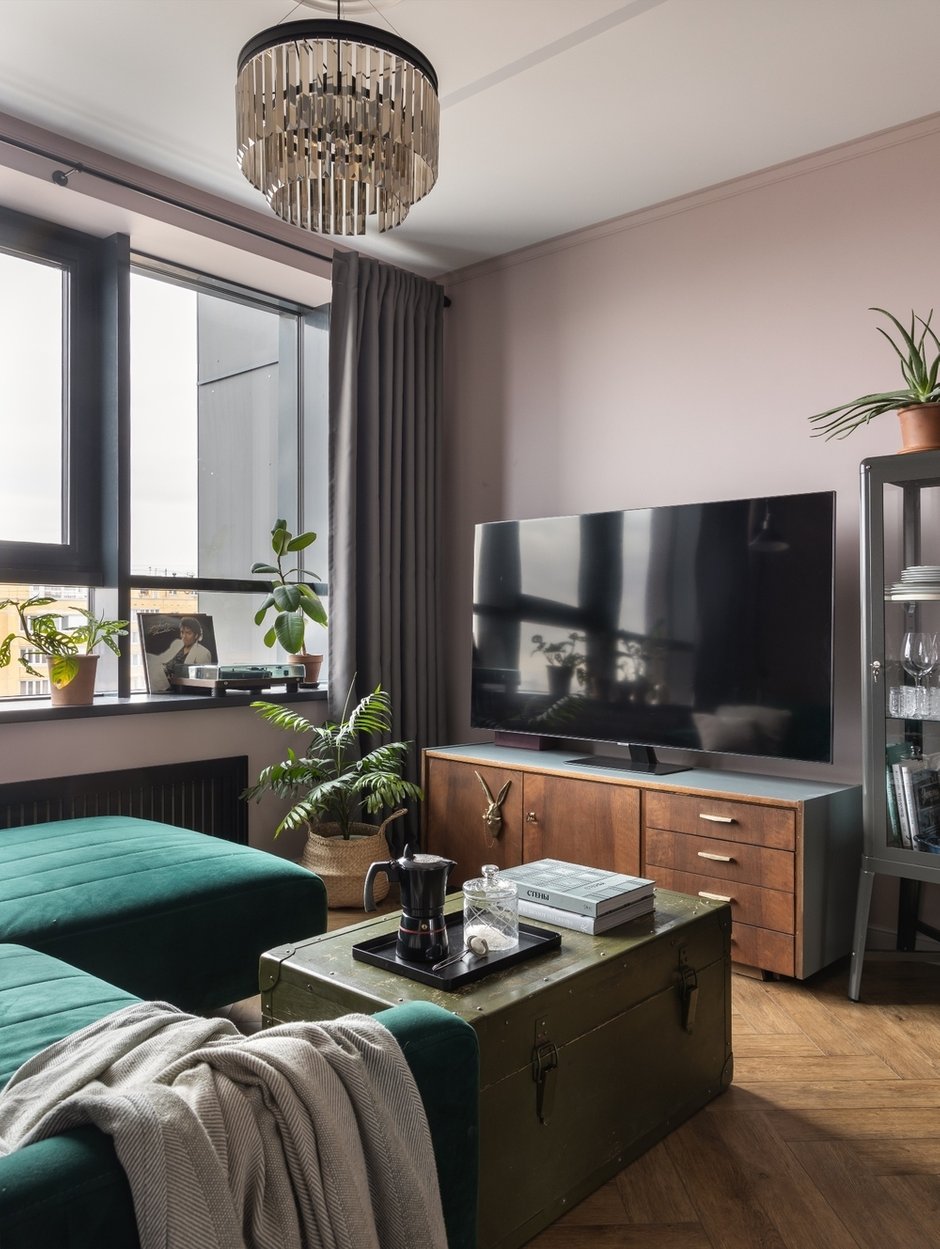 Фотография: Гостиная в стиле Скандинавский, Современный, Эклектика, Винтажный, Квартира, Проект недели, Монолитный дом, 3 комнаты, 60-90 метров, Уфа, Надежда Токарева – фото на INMYROOM