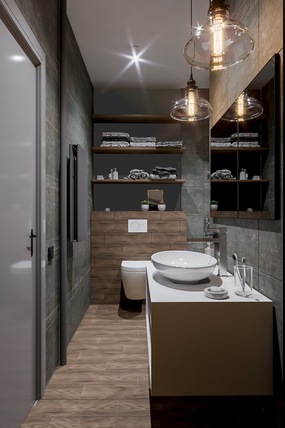 Фотография: Ванная в стиле Лофт, Квартира, Проект недели, Москва, Монолитный дом, 2 комнаты, 40-60 метров, CENS architects, ЖК «Технопарк» – фото на INMYROOM