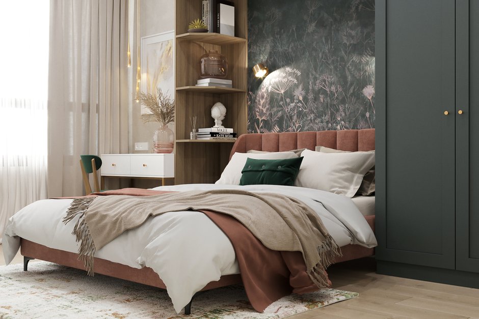 В спальнях продумали светильники для чтения в зонах сна. А дизайнерские бра здесь не только являются предметами освещения, но и выступают как акцентные детали интерьера.