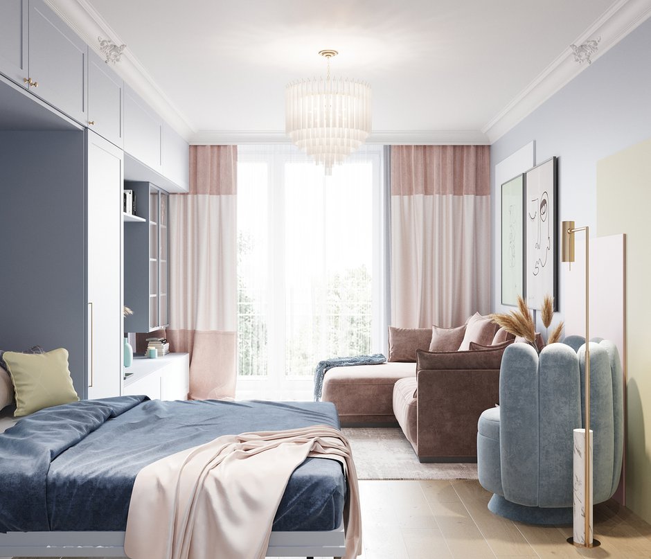 Фотография: Спальня в стиле Современный, Квартира, Проект недели, Санкт-Петербург, Елена Иванова, 3 комнаты, Более 90 метров – фото на INMYROOM