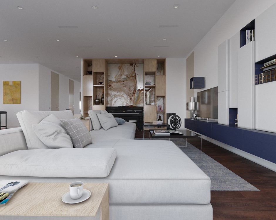 Фотография: Гостиная в стиле Минимализм, Современный, Квартира, Проект недели, Санкт-Петербург, 4 и больше, Более 90 метров, Odo Studio – фото на INMYROOM