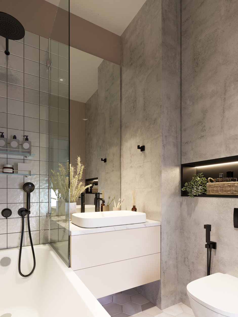 Фотография: Ванная в стиле Современный, Малогабаритная квартира, Квартира, Проект дня, Москва, Монолитный дом, 1 комната, до 40 метров, 40-60 метров, Яна Грошева, ПРЕМИЯ INMYROOM – фото на INMYROOM