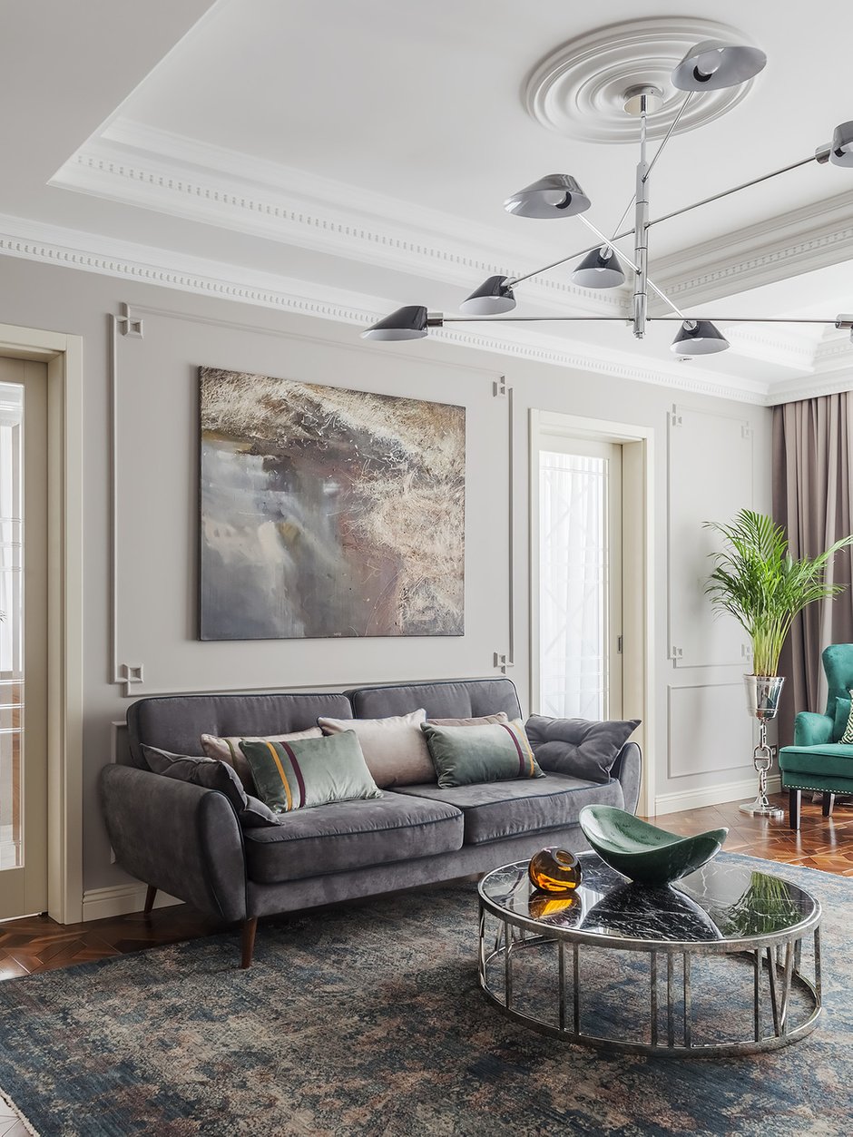 Фотография: Гостиная в стиле Современный, Эклектика, Квартира, Проект недели, Москва, Монолитный дом, 4 и больше, Более 90 метров, #эксклюзивныепроекты, Инна Арбуа – фото на INMYROOM