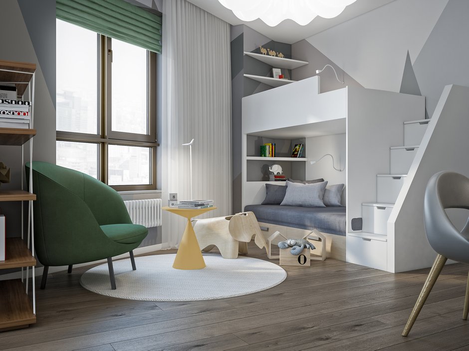 Фотография: Детская в стиле Современный, Квартира, Минимализм, Проект недели, Москва, 3 комнаты, Более 90 метров, «Точка дизайна», Екатерина Уразова – фото на INMYROOM