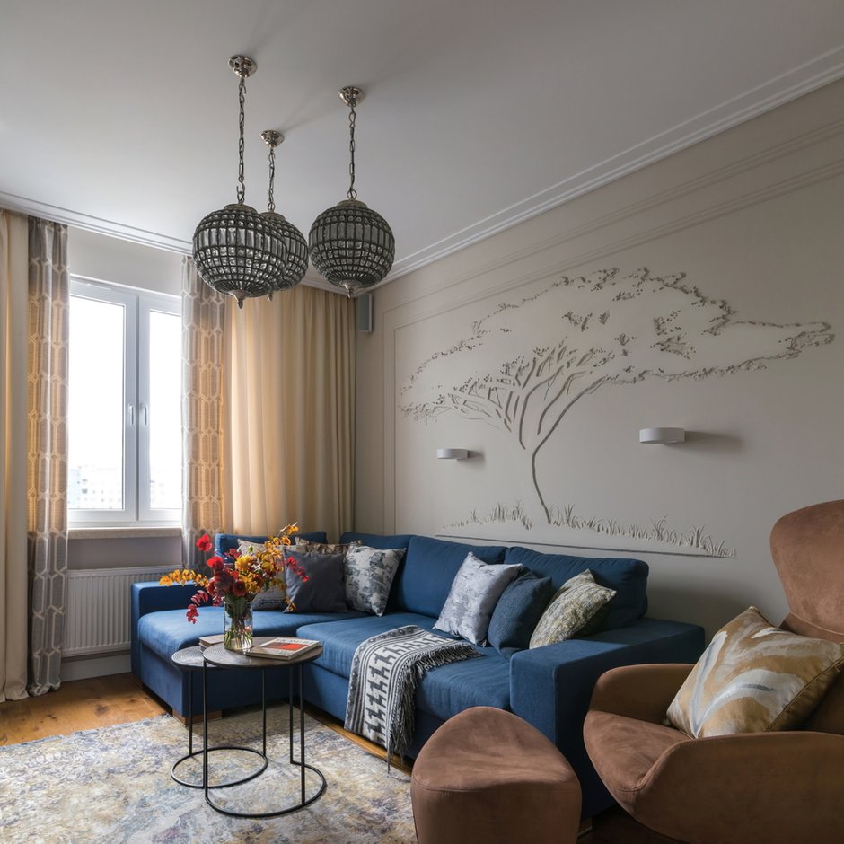 Фотография: Гостиная в стиле Современный, Квартира, Проект недели, Москва, Ирина Леготкина, Панельный дом, 3 комнаты, 60-90 метров, Бюро IVA – фото на INMYROOM