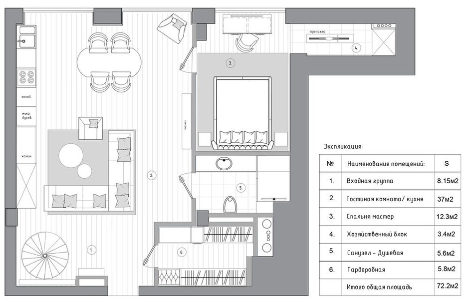 Фото: в стиле Модерн, Квартира, Проект дня, 2 комнаты, 60-90 метров, Олеся Решетникова – фото на INMYROOM
