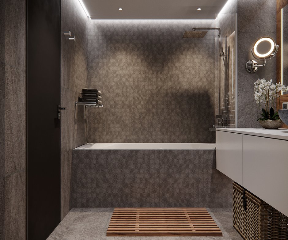 Фотография: Ванная в стиле Современный, Квартира, Проект недели, Москва, Диана Мальцева, Монолитный дом, 2 комнаты, 60-90 метров, ЖК «Лица» – фото на INMYROOM