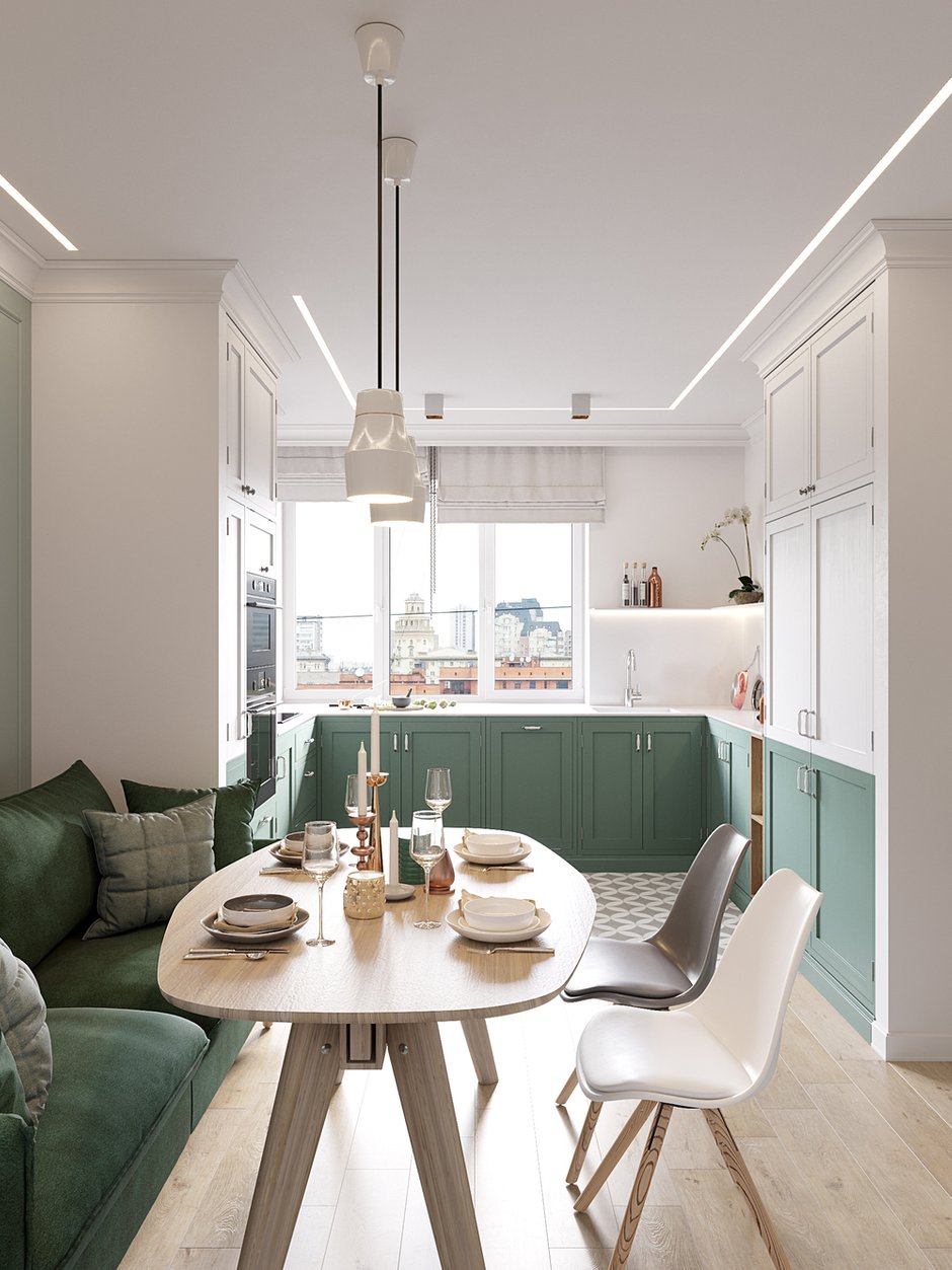 Фотография: Кухня и столовая в стиле Скандинавский, Современный, Квартира, Минимализм, Проект недели, Санкт-Петербург, Монолитный дом, 2 комнаты, 60-90 метров, Денис Красиков, Cartelle Design, Анастасия Стручкова – фото на INMYROOM