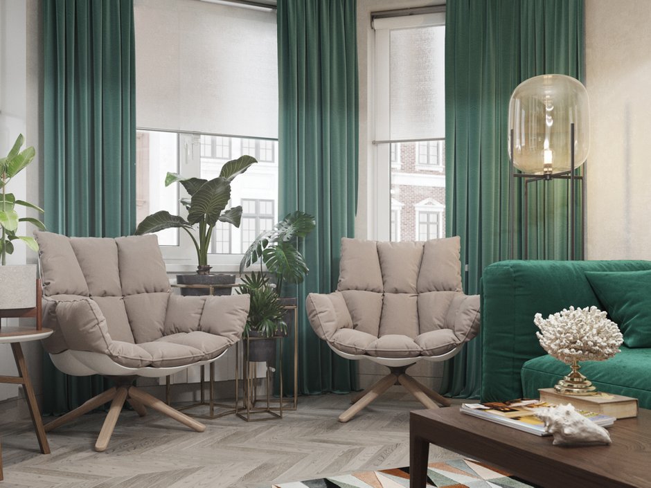 Фотография: Гостиная в стиле Современный, Квартира, Проект недели, Москва, Юлия Чернова, Кирпичный дом, 3 комнаты, 60-90 метров – фото на INMYROOM