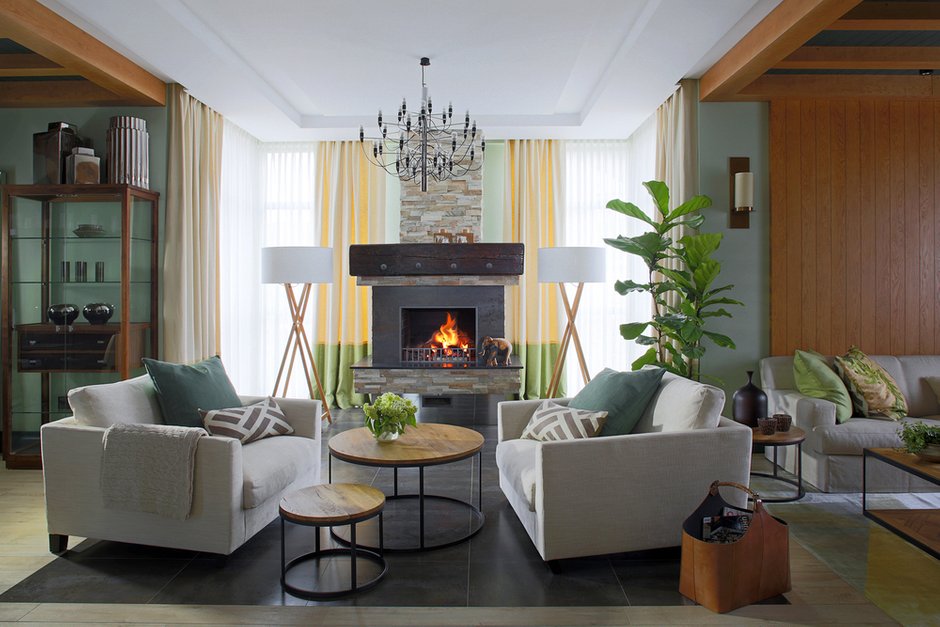 Фотография: Гостиная в стиле Эклектика, Дом, Проект недели, Подмосковье – фото на INMYROOM