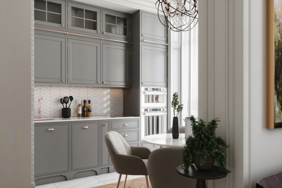 Фотография: Кухня и столовая в стиле Классический, Современный, Эклектика, Квартира, Проект недели, Одинцово, Монолитный дом, 2 комнаты, 40-60 метров, Andrei Lobin Design Buro, Андрей Лобин – фото на INMYROOM