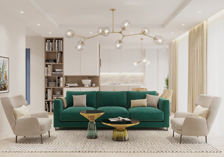 Фотография: Гостиная в стиле Современный, Квартира, Проект недели, Смоленск, Монолитный дом, 3 комнаты, Более 90 метров, Никита Михайлов, Lineika Design – фото на INMYROOM