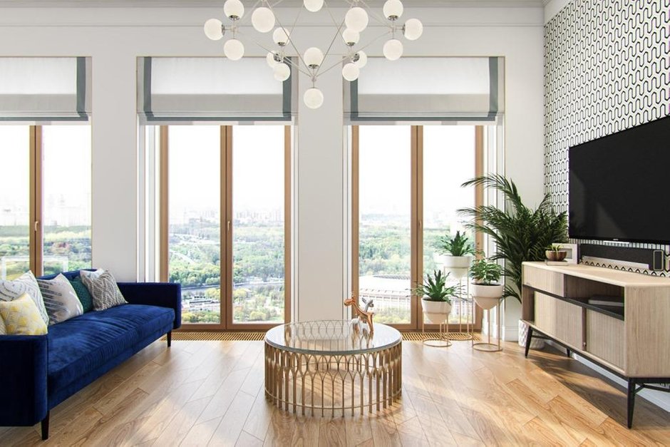 Фотография: Гостиная в стиле Современный, Квартира, Проект недели, Москва, Монолитный дом, 3 комнаты, 60-90 метров, Алена Чекалина – фото на INMYROOM