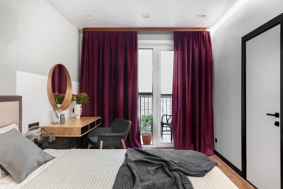 Фотография: Спальня в стиле Современный, Квартира, Проект недели, Москва, Монолитный дом, 2 комнаты, 40-60 метров, Shiba Design Bureau, Алиса Михеева – фото на INMYROOM