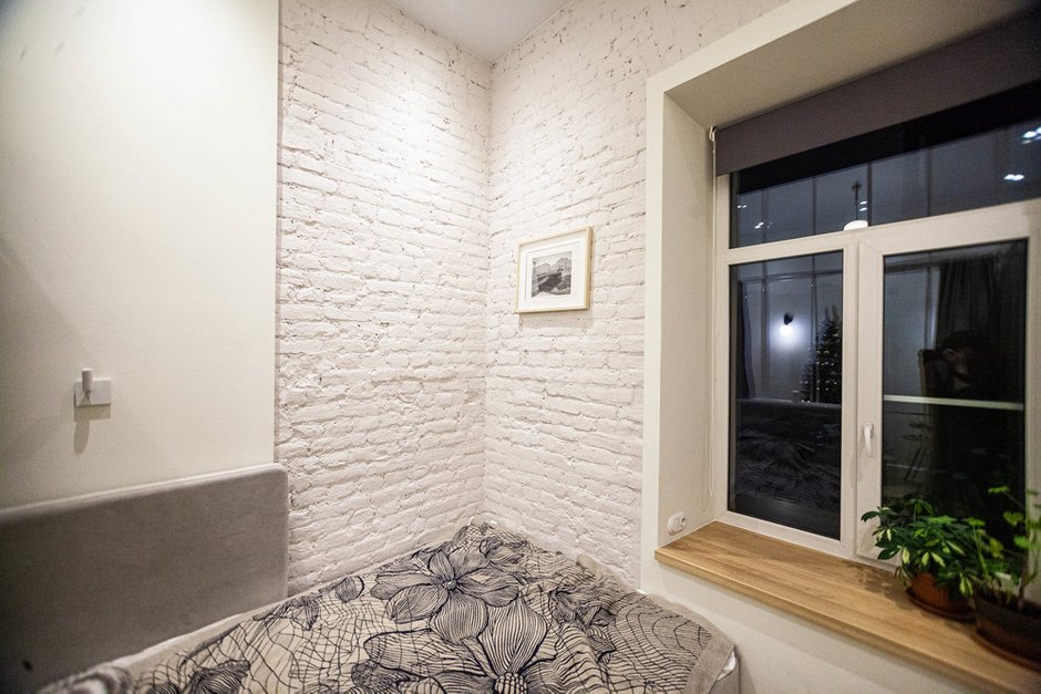 Фотография: Спальня в стиле Скандинавский, Лофт, Квартира, Проект недели, Санкт-Петербург, Кирпичный дом, 2 комнаты, 40-60 метров, VS-Buro, Валентина Щербакова – фото на INMYROOM