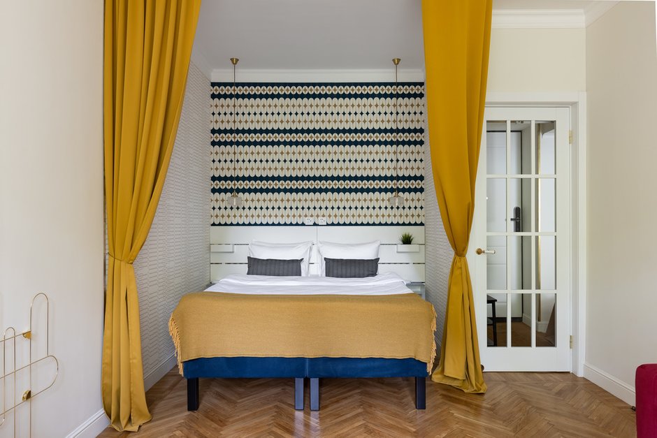 Фотография: Спальня в стиле Скандинавский, Эклектика, Квартира, Проект недели, Санкт-Петербург, 1 комната, до 40 метров, Екатерина Белоконь – фото на INMYROOM