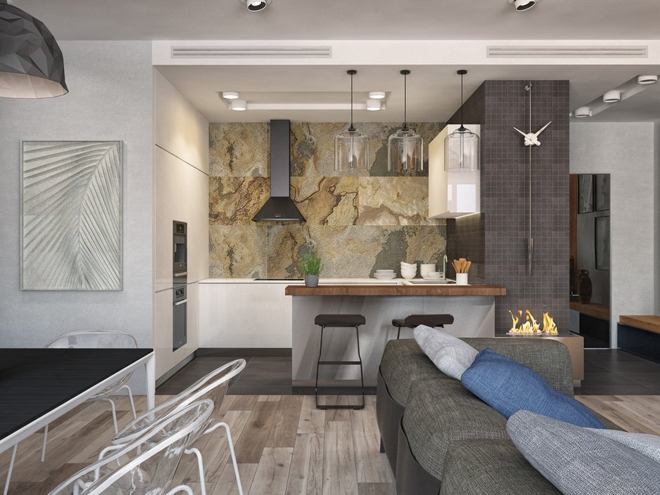 Фотография: Кухня и столовая в стиле Современный, Квартира, Проект недели, Эко, Казань, Марсель Кадыров, новостройка, Монолитный дом, 2 комнаты, 60-90 метров – фото на INMYROOM